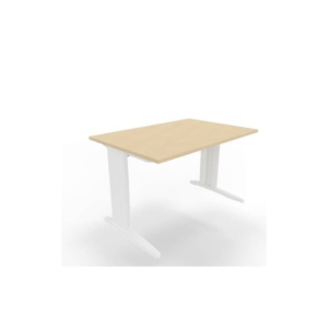 Scrivania piano Rovere 120x80xh.75 cm gamba a L in acciaio Bianco linea Practika P1 Quadrifoglio - ECSMT120-RK-I