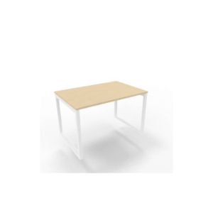 Scrivania piano Rovere 120x80xh.75 cm gamba ad anello in acciaio Bianco linea Practika P2 Quadrifoglio - ECSAT120-RK-I