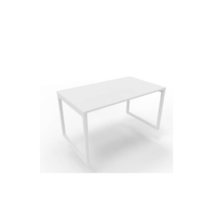 Scrivania piano Bianco 140x80xh.75 cm gamba ad anello in acciaio Bianco linea Practika P2 Quadrifoglio - ECSAT140-BA-I
