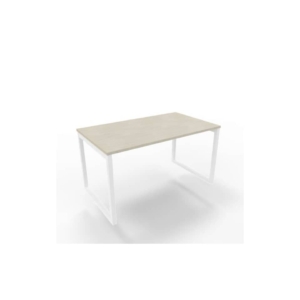 Scrivania piano cemento 140x80xh.75 cm gamba ad anello in acciaio Bianco linea Practika P2 Quadrifoglio - ECSAT140-CL-I