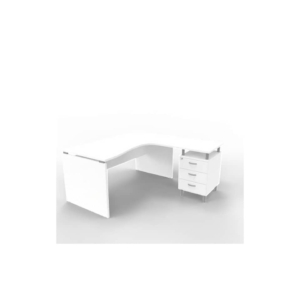 Scrivania con cassettiera destra piano Bianco 160x165xh.75 cm fianco a pannello in melaminico Practika P4 ECSLP17D-BA-BA