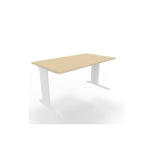 Scrivania piano Rovere 140x80xh.75 cm gamba a L in acciaio Bianco linea Practika P1 Quadrifoglio - ECSMT140-RK-I