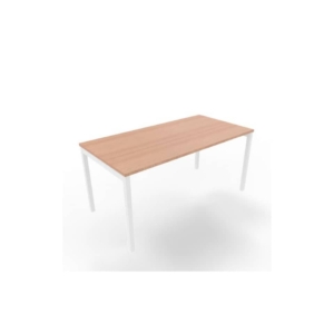 Scrivania piano Noce canaletto 160x80xh.75 cm gamba a ponte in acciaio Bianco linea Practika P3 ECSPT160-NO-I