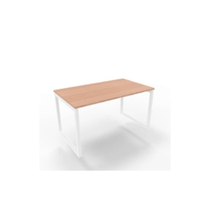 Scrivania piano Noce canaletto 140x80xh.75 cm gamba ad anello acciaio Bianco linea Practika P2 - ECSAT140-NO-I