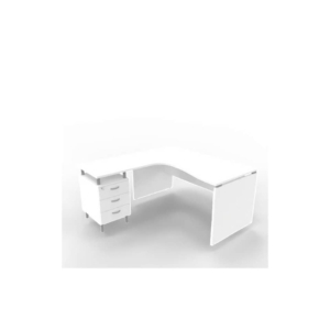 Scrivania con cassettiera sinistra piano Bianco 160x165xh.75 cm fianco a pannello in melaminico Practika P4 ECSLP17S-BA-BA