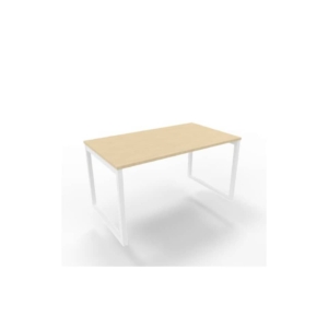 Scrivania piano Rovere 140x80xh.75 cm gamba ad anello in acciaio Bianco linea Practika P2 Quadrifoglio - ECSAT140-RK-I