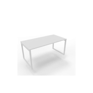 Scrivania piano Bianco 160x80xh.75 cm gamba ad anello in acciaio Bianco linea Practika P2 Quadrifoglio - ECSAT160-BA-I