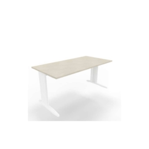 Scrivania piano cemento 160x80xh.75 cm gamba a L in acciaio Bianco linea Practika P1 Quadrifoglio - ECSMT160-CL-I
