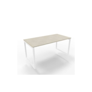 Scrivania piano cemento 160x80xh.75 cm gamba ad anello in acciaio Bianco linea Practika P2 Quadrifoglio - ECSAT160-CL-I