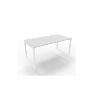 Scrivania piano Grigio 160x80xh.75 cm gamba ad anello in acciaio Bianco linea Practika P2 Quadrifoglio - ECSAT160-GR-I