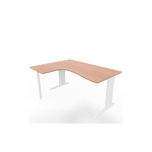 Scrivania angolare sinistra piano Noce canaletto 160x120xh.75 cm gamba a L in acciaio Bianco Practika P1 ECSMT16S-NO-I