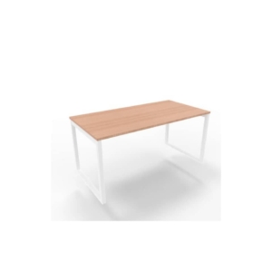 Scrivania piano Noce canaletto 160x80xh.75 cm gamba ad anello acciaio Bianco linea Practika P2 - ECSAT160-NO-I