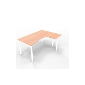 Scrivania angolare destra piano Noce canaletto 160x120xh.75 cm gamba a ponte in acciaio Bianco linea Practika P3