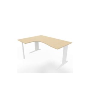 Scrivania angolare sinistra piano Rovere 160x120xh.75 cm gamba a L in acciaio Bianco linea Practika P1 ECSMT16S-RK-I