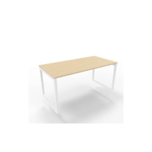 Scrivania piano Rovere 160x80xh.75 cm gamba ad anello in acciaio Bianco linea Practika P2 Quadrifoglio - ECSAT160-GR-I