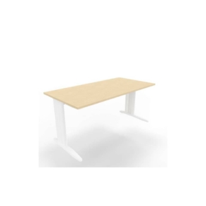Scrivania piano Rovere 160x80xh.75 cm gamba a L in acciaio Bianco linea Practika P1 Quadrifoglio - ECSMT160-RK-I