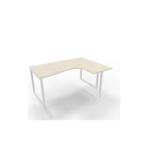 Scrivania angolare destra piano cemento 160x120xh.75 cm gamba ad anello acciaio Bianco Practika P2 - ECSAT16D-CL-I