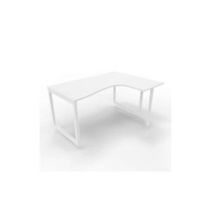 Scrivania angolare destra piano Bianco 160x120xh.75 cm gamba ad anello acciaio Bianco Practika P2 - ECSAT16D-BA-I