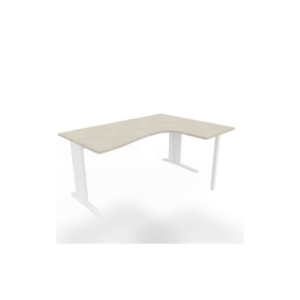 Scrivania angolare destra piano piano cemento 160x120xh.75 cm gamba a L in acciaio Bianco linea Practika P1 ECSMT16D-CL-I