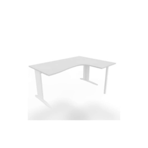 Scrivania angolare destra piano Grigio 160x120xh.75 cm gamba a L in acciaio Bianco linea Practika P1 ECSMT16D-GR-I