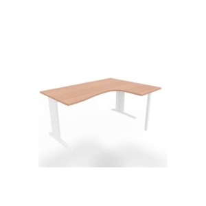 Scrivania angolare destra piano Noce canaletto 160x120xh.75 cm gamba a L in acciaio Bianco Practika P1 ECSMT16D-NO-I