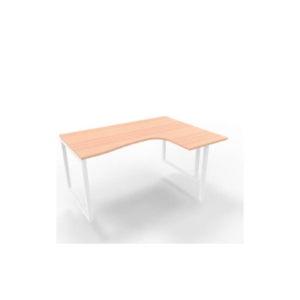 Scrivania angolare destra piano Noce canaletto 160x120xh.75 cm gamba ad anello acciaio Bianco Practika P2