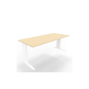 Scrivania piano Rovere 180x80xh.75 cm gamba a L in acciaio Bianco linea Practika P1 Quadrifoglio - ECSMT180-RK-I