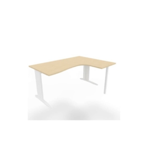 Scrivania angolare destra piano Rovere 160x120xh.75 cm gamba a L in acciaio Bianco linea Practika P1 ECSMT16D-RK-I