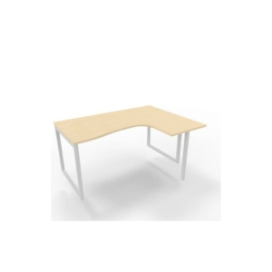 Scrivania angolare destra piano Rovere 160x120xh.75 cm gamba ad anello acciaio Bianco Practika P2 - ECSAT16D-RK-I