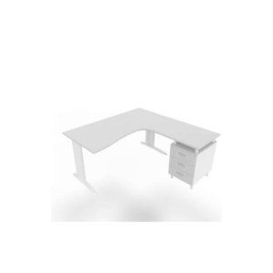 Scrivania con cassettiera a destra piano Grigio 160x165xh.75 cm gamba a L acciaio Bianco linea Practika P1 ECSMT17D-GR-I