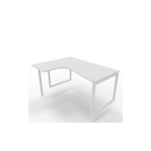 Scrivania angolare sinistra piano Bianco 160x120xh.75 cm gamba ad anello acciaio Bianco Practika P2 - ECSAT16S-BA-I