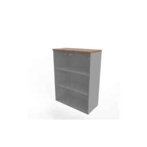 Armadio medio con ante vetro fumè, top Noce canaletto scocca Argento 90x45xh.123,2 cm - ECEM90V-NO-AA-GE