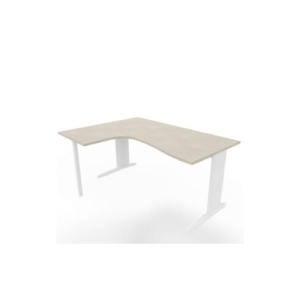 Scrivania penisola a sx piano cemento 160x120xh.75 cm gamba a L in acciaio Bianco linea Practika P1 ECSMT16S-CL-I