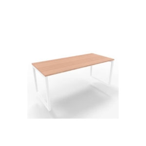 Scrivania piano Noce canaletto 180x80xh.75 cm gamba ad anello acciaio Bianco linea Practika P2 - ECSAT180-NO-I