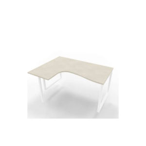 Scrivania angolare sinistra piano cemento 160x120xh.75 cm gamba ad anello acciaio Bianco Practika P2 - ECSAT16S-CL-I