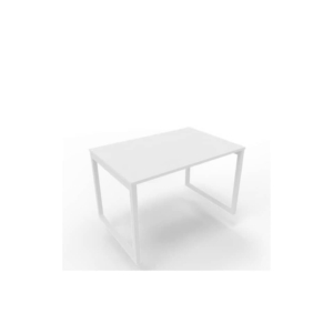 Scrivania piano Bianco 120x80xh.75 cm gamba ad anello in acciaio Bianco linea Practika P2 Quadrifoglio - ECSAT120-BA-I
