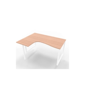 Scrivania angolare sinistra piano Noce canaletto 160x120xh.75 cm gamba ad anello acciaio Bianco Practika P2
