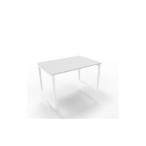 Scrivania piano Grigio 120x80xh.75 cm gamba ad anello in acciaio Bianco linea Practika P2 Quadrifoglio - ECSAT120-GR-I