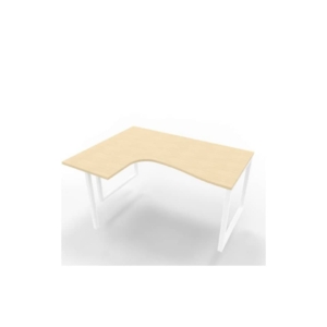 Scrivania angolare sinistra piano Rovere 160x120xh.75 cm gamba ad anello acciaio Bianco Practika P2 - ECSAT16S-RK-I