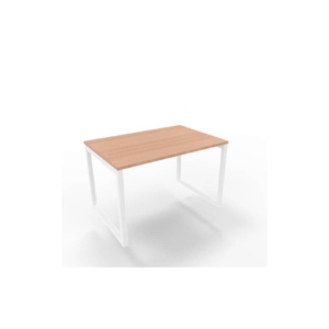 Scrivania piano Noce canaletto 120x80xh.75 cm gamba ad anello acciaio Bianco linea Practika P2 - ECSAT120-NO-I