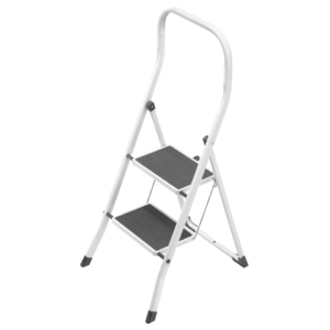 Sgabello in acciaio Superstep - Bianco/Grigio - per parquet Gierre 2 gradini - 0,47x0,55xh.1,08 m - B0200
