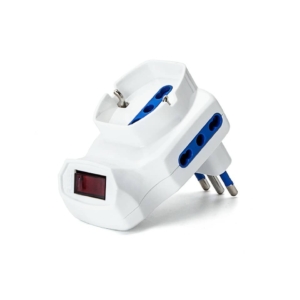 Adattatore a 3 vie - 2 P17/11 & 1 P40 (short) - con interruttore - Bianco Aigostar 10A - 198510