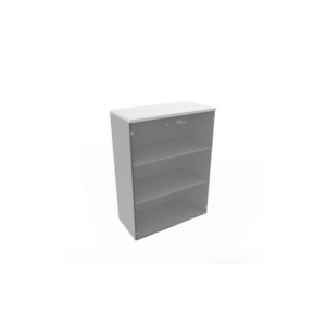 Armadio medio con ante vetro fumè, top grigio scocca trama antracite 90x45xH.123,2 cm - ECEM90V-GR-TA-GE