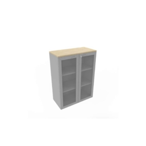 Armadio medio ante vetro telaio MDF, top rovere scocca trama antracite 90x45xH.123,2 cm - ECEM90T-RK-TA-V3
