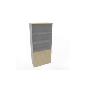 Armadio alto con ante basse rovere e alte in vetro scocca trama antracite 90x45xH.200 cm - ECE490V-RK-TA-GE