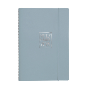 Agenda settimanale Biembi 2027 grigio spiralata con copertina in cuoio rigenerato 9x14 cm - BNZ265C76-G