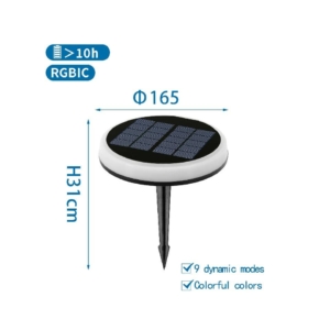 Faretto segnapassi LED da esterno con pannello solare e sensore crepuscolare Aigostar luce RGB - B10201AQ6