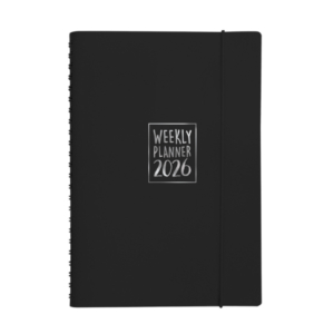 Agenda settimanale Biembi 2027 nero spiralata con copertina in cuoio rigenerato 15x21 cm - BNZ265C75-N