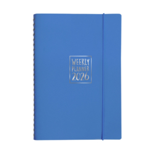 Agenda settimanale Biembi 2027 azzurro spiralata con copertina in cuoio rigenerato 9x14 cm - BNZ265C76-A