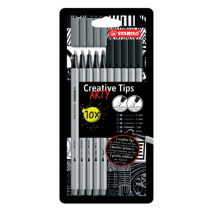 Fineliner e pennarellini Stabilo Creative Tips - Nero e Grigio 89/10-1-20 (conf.10)